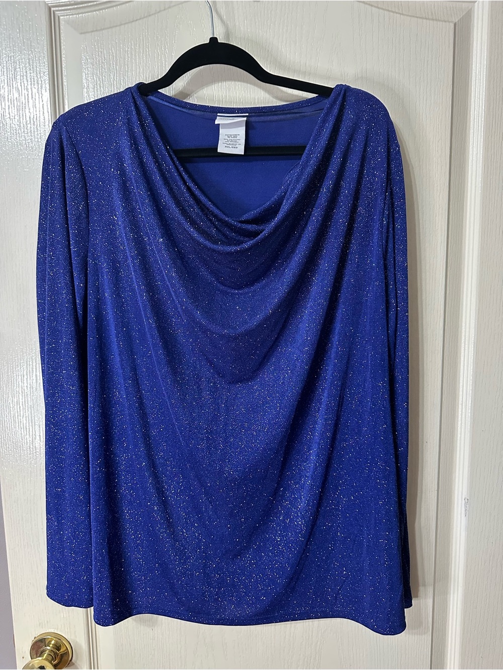 Jaclyn Smith Sparkle Cowl Neck Long Sleeve Dress - Blue
